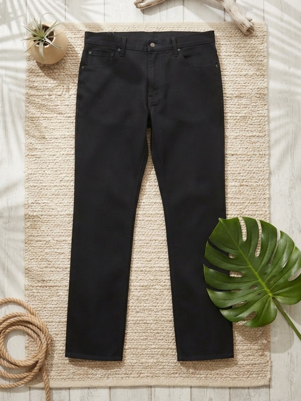 Wrangler Men's Solid Black Straight Business Casual Regular Fit Pants